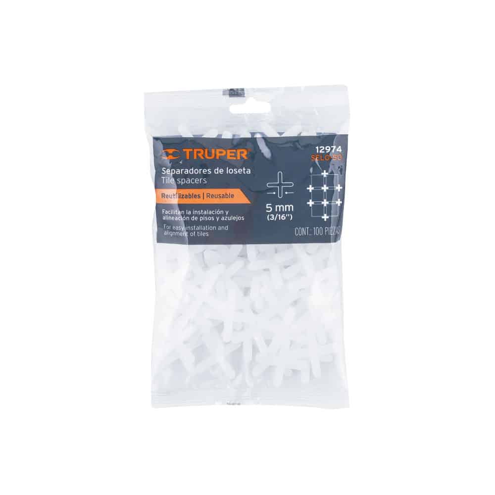 11705 TRUPER - Separador para loseta 05mm con 100 piezas selo-50 Truper