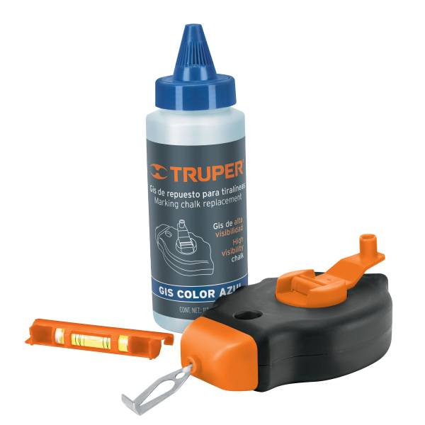 11860 TRUPER - Tiralineas plastico con gis azul 4oz 30mts nivel TL50 Truper