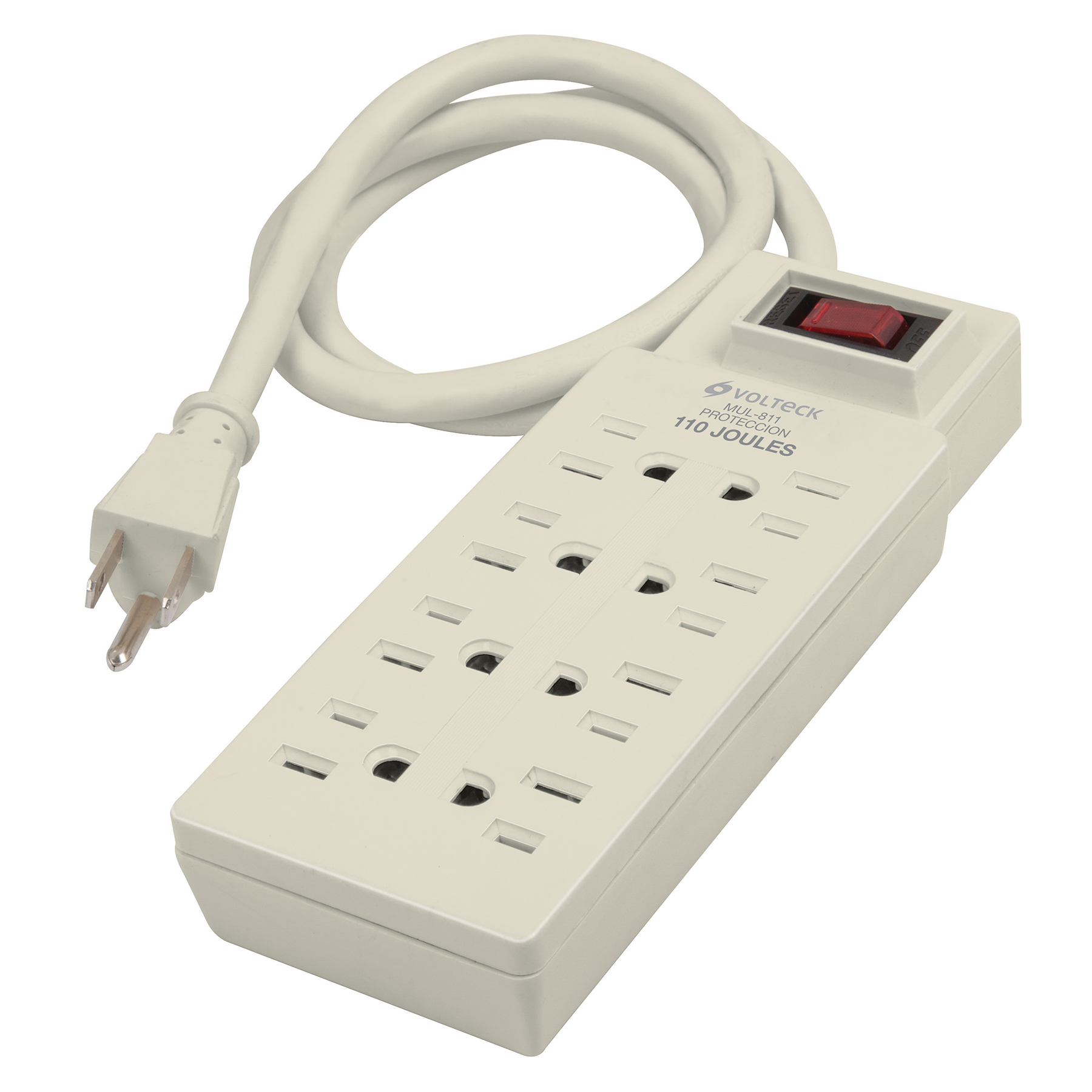 12289 VOLTECK - Multicontacto con cable 75cm 08 contactos con indicador con supresor 110j Volteck