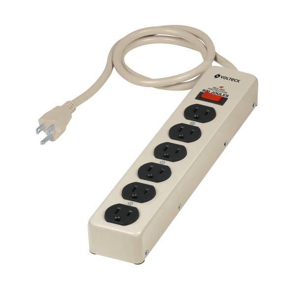 12448 VOLTECK - Multicontacto con cable 75cm 06 contactos con indicador con supresor 600j Volteck