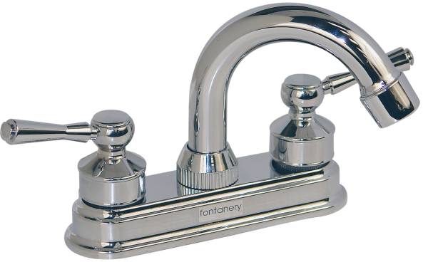 13428 FONTANERY - Mezcladora lavabo de bronce tipo curvo maneral palanca 1/4 de vuelta cromada 21052 Fontanery