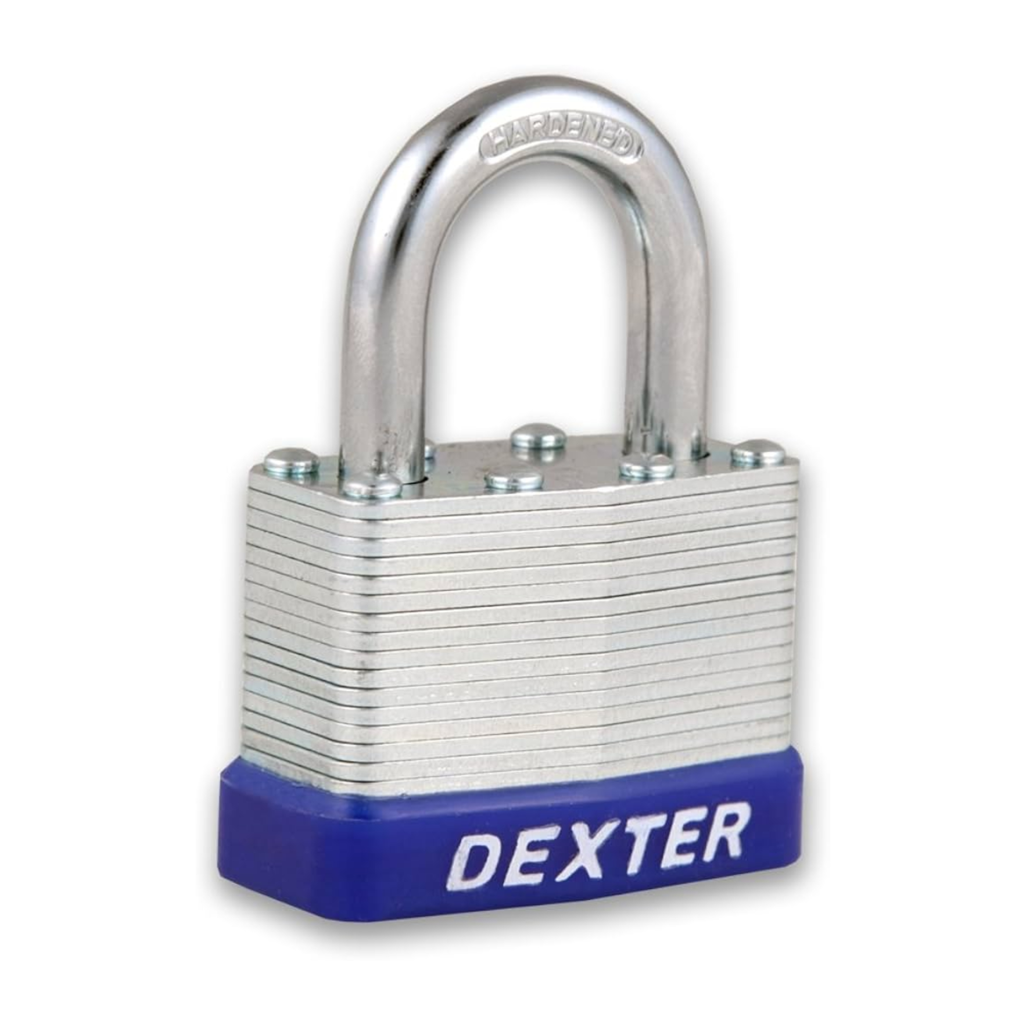 189879 DEXTER - Candado laminado 50mm llave tradicional gancho corto en blister Dexter