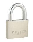 191194 DEXTER - Candado metalico 50mm llave tradicional gancho corto pulido en caja Dexter