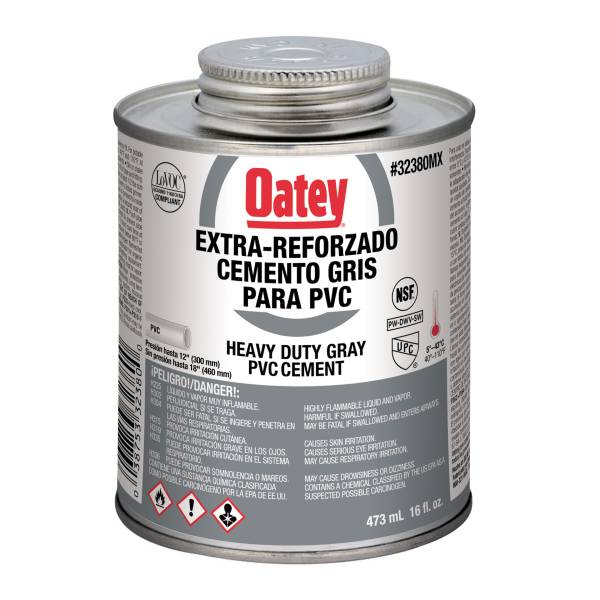 207039 OATEY - Pegamento para PVC 473ml 1/2 etiqueta gris carbon Oatey