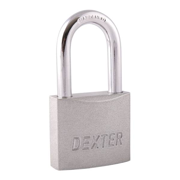 211895 DEXTER - Candado metalico 50mm llave tradicional gancho largo laton en caja Dexter