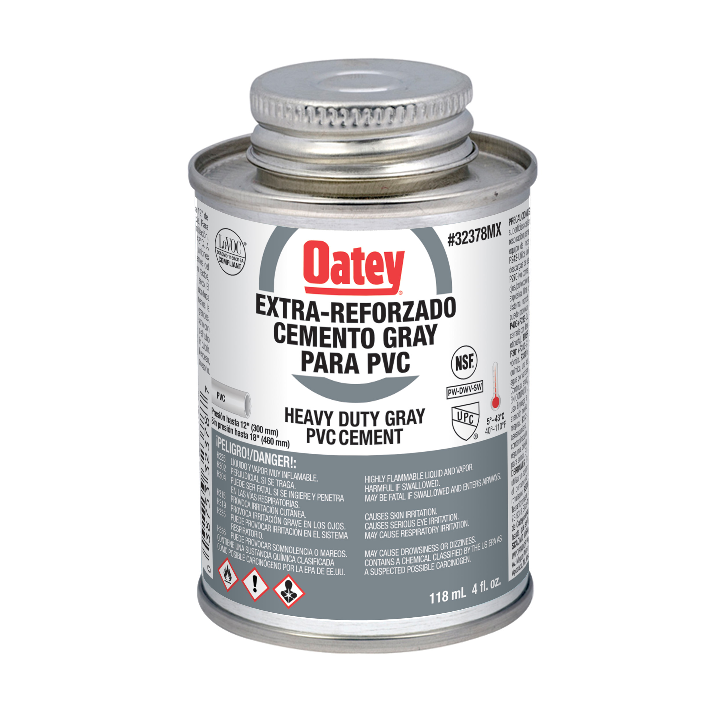 227571 OATEY - Pegamento para PVC 118ml 1/8 etiqueta gris carbon Oatey