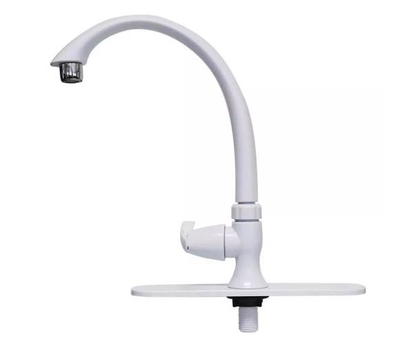 227857 FLEXIMATIC - Mezcladora monomando para fregadero plastica tipo curvo maneral palanca blanco 4431 Fleximatic