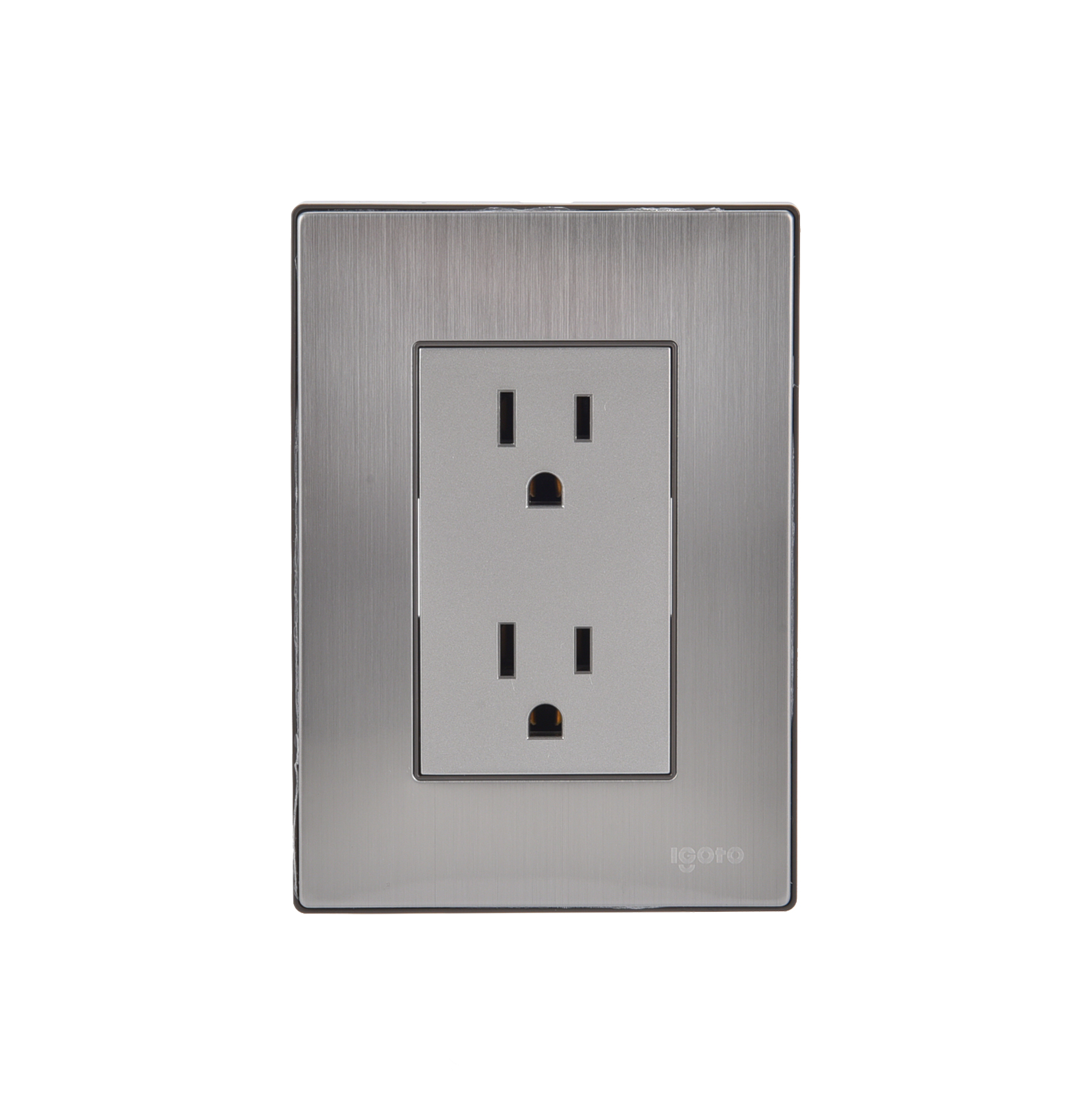 228780 IGOTO - Placa con contacto duplex 2p+t plata Inox Igoto