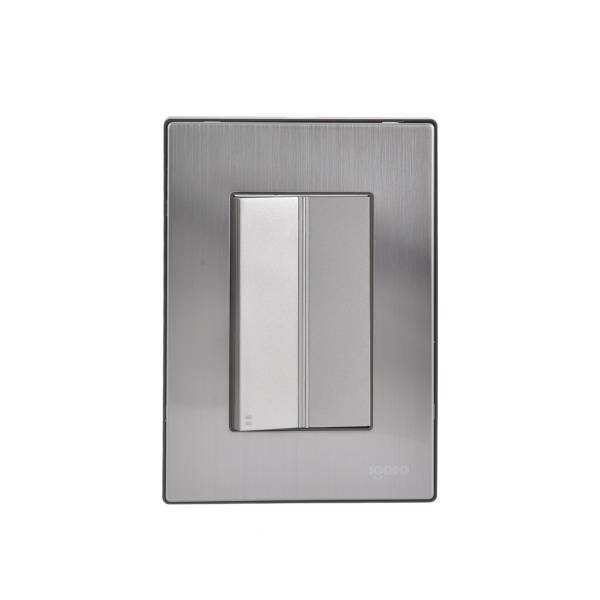228787 IGOTO - Placa 3 ventanas con apagador escalera plata Inox-3 Igoto