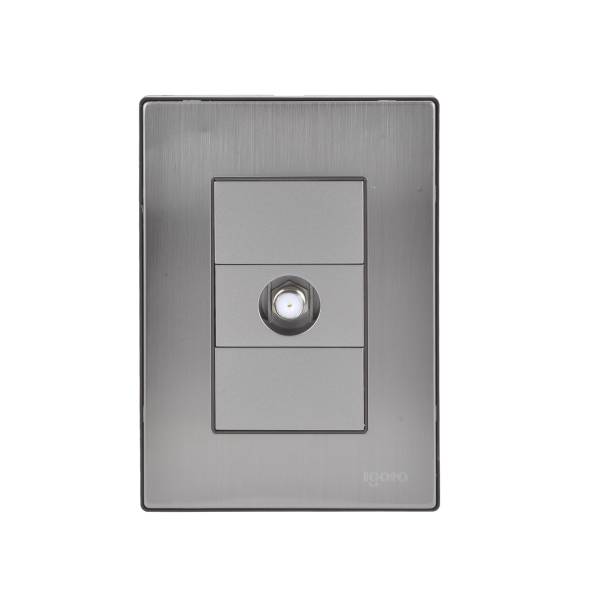 228789 IGOTO - Placa 3 ventanas con toma coaxial para TV plata Inox-3 Igoto
