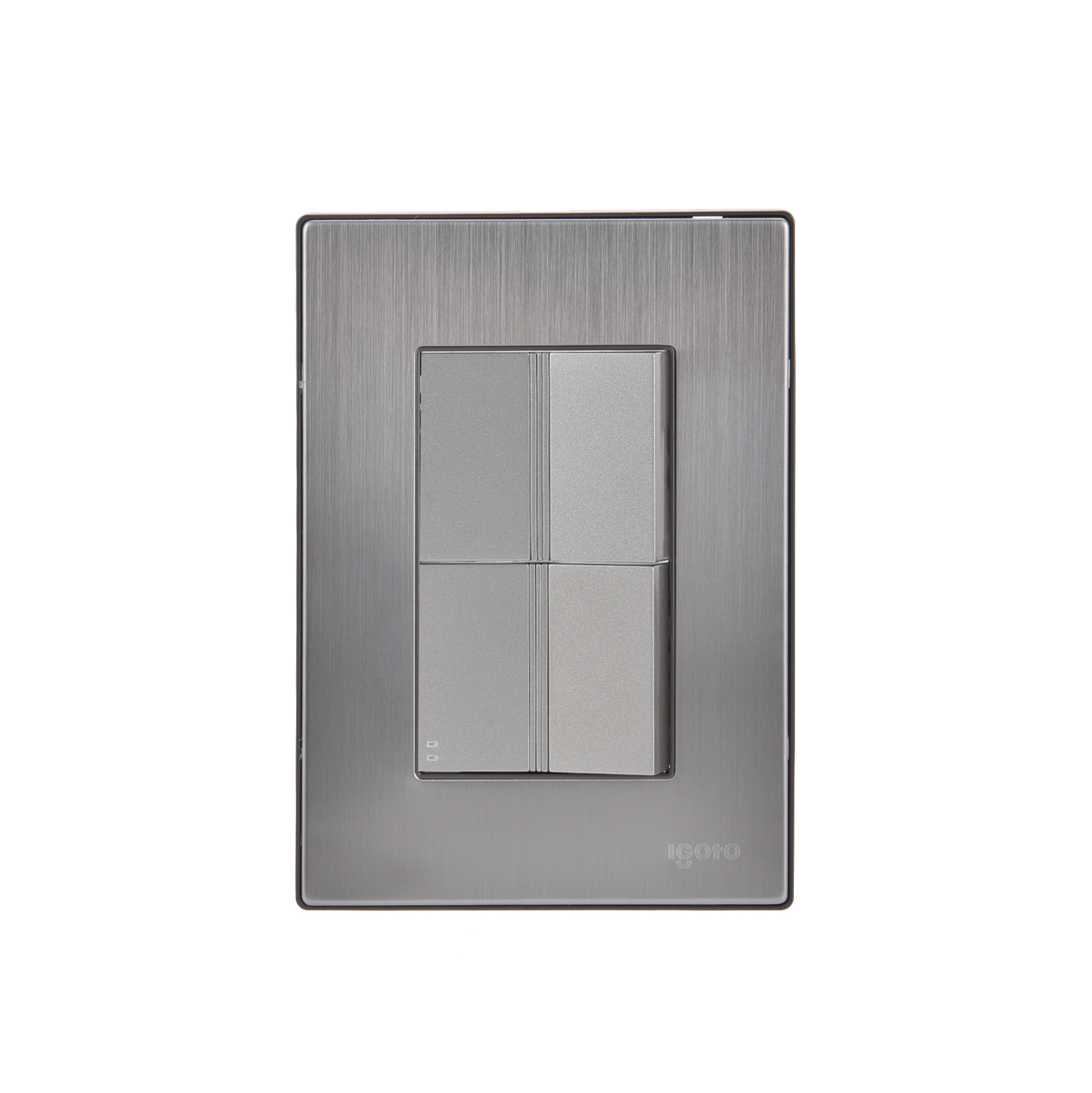228790 IGOTO - Placa 3 ventanas con apagador sencillo y apagador escalera plata Inox-1.5 Igoto