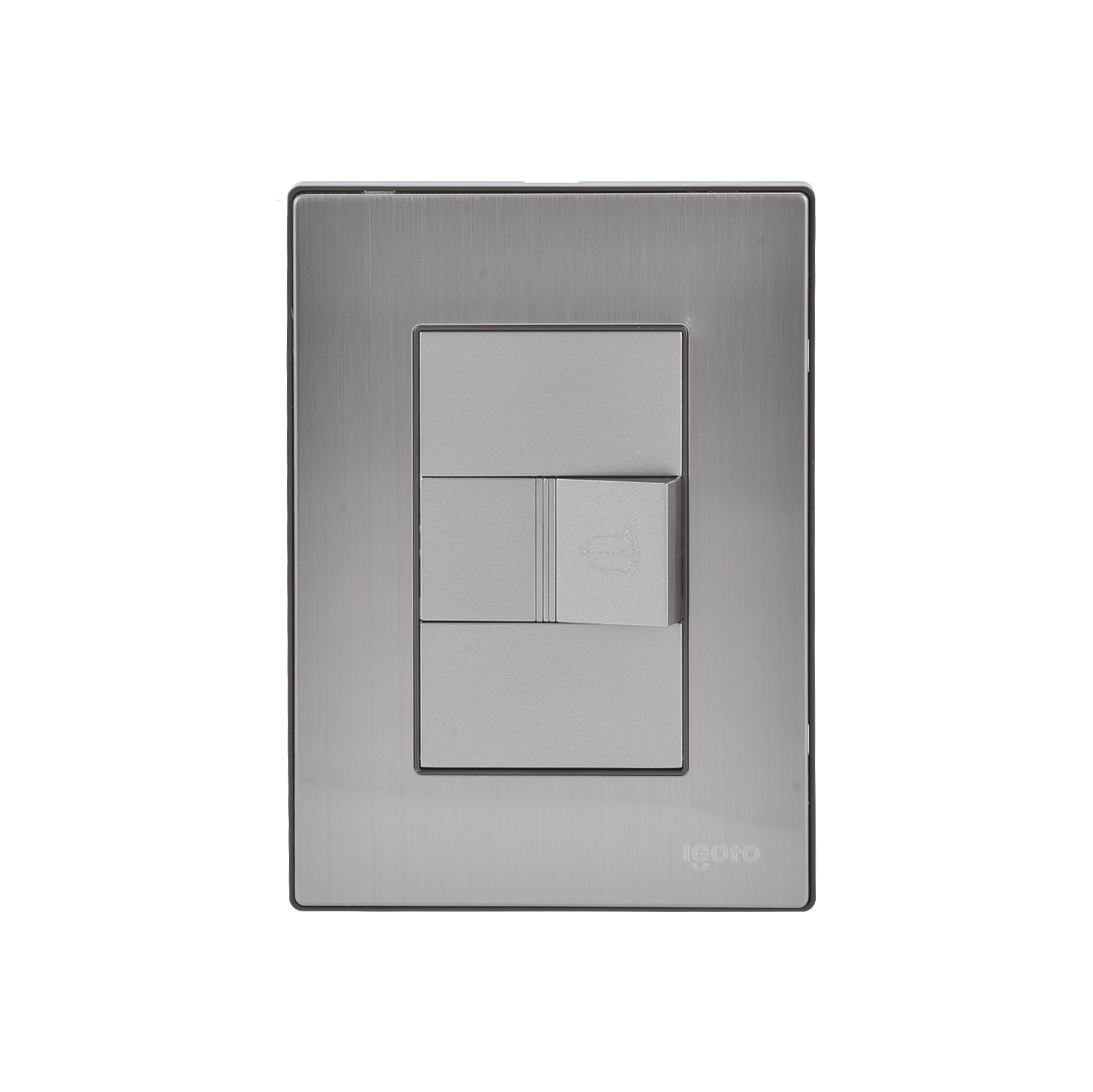 228796 IGOTO - Placa 3 ventanas con boton timbre plata Inox-3 Igoto