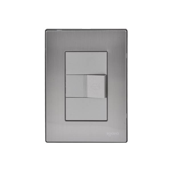 228796 IGOTO - Placa 3 ventanas con boton timbre plata Inox-3 Igoto