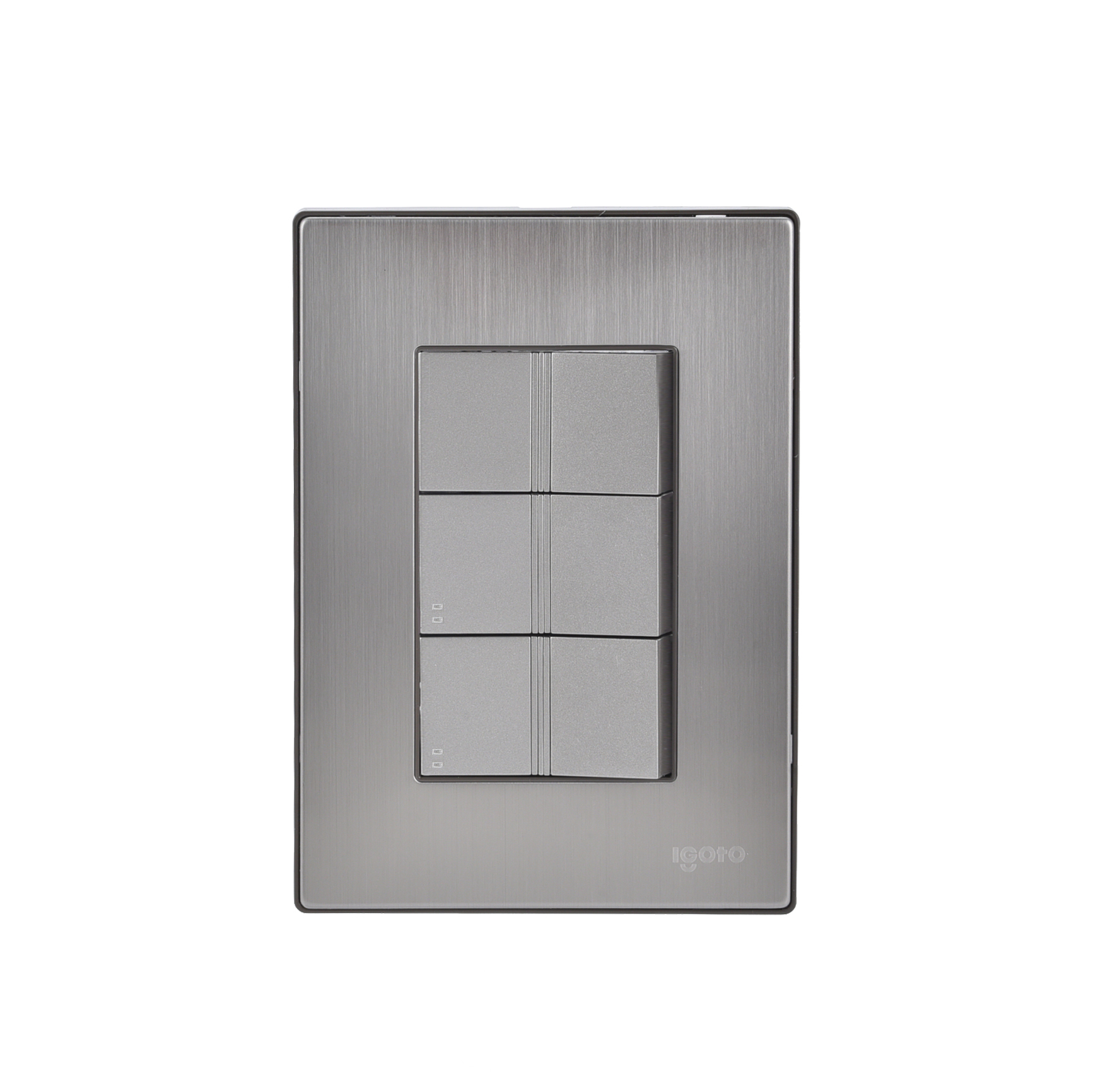 228799 IGOTO - Placa 3 ventanas con 3 apagadores escalera plata Inox Igoto