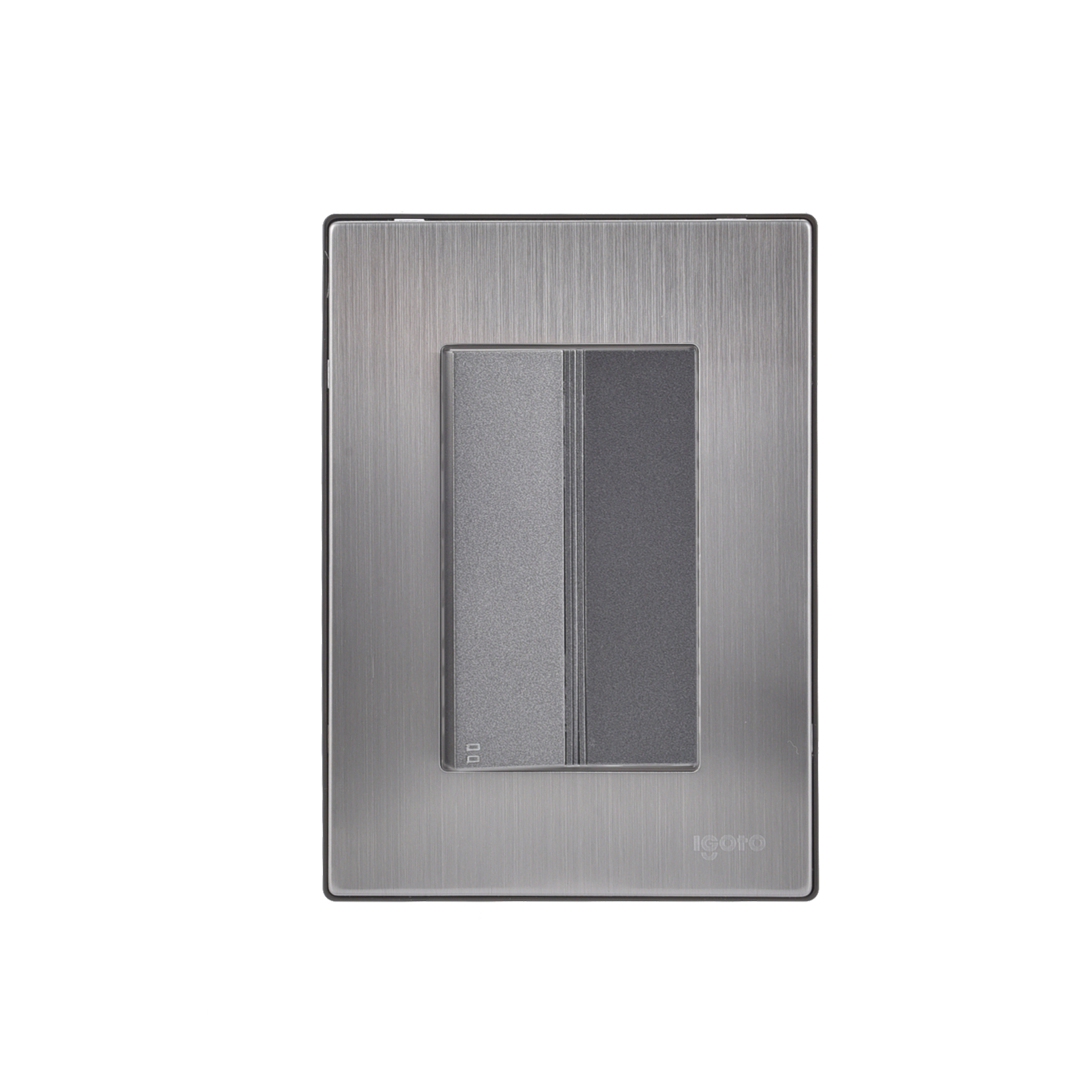 228808 IGOTO - Placa 3 ventanas con apagador escalera negro Inox-3 Igoto