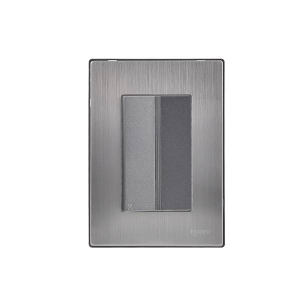 228808 IGOTO - Placa 3 ventanas con apagador escalera negro Inox-3 Igoto