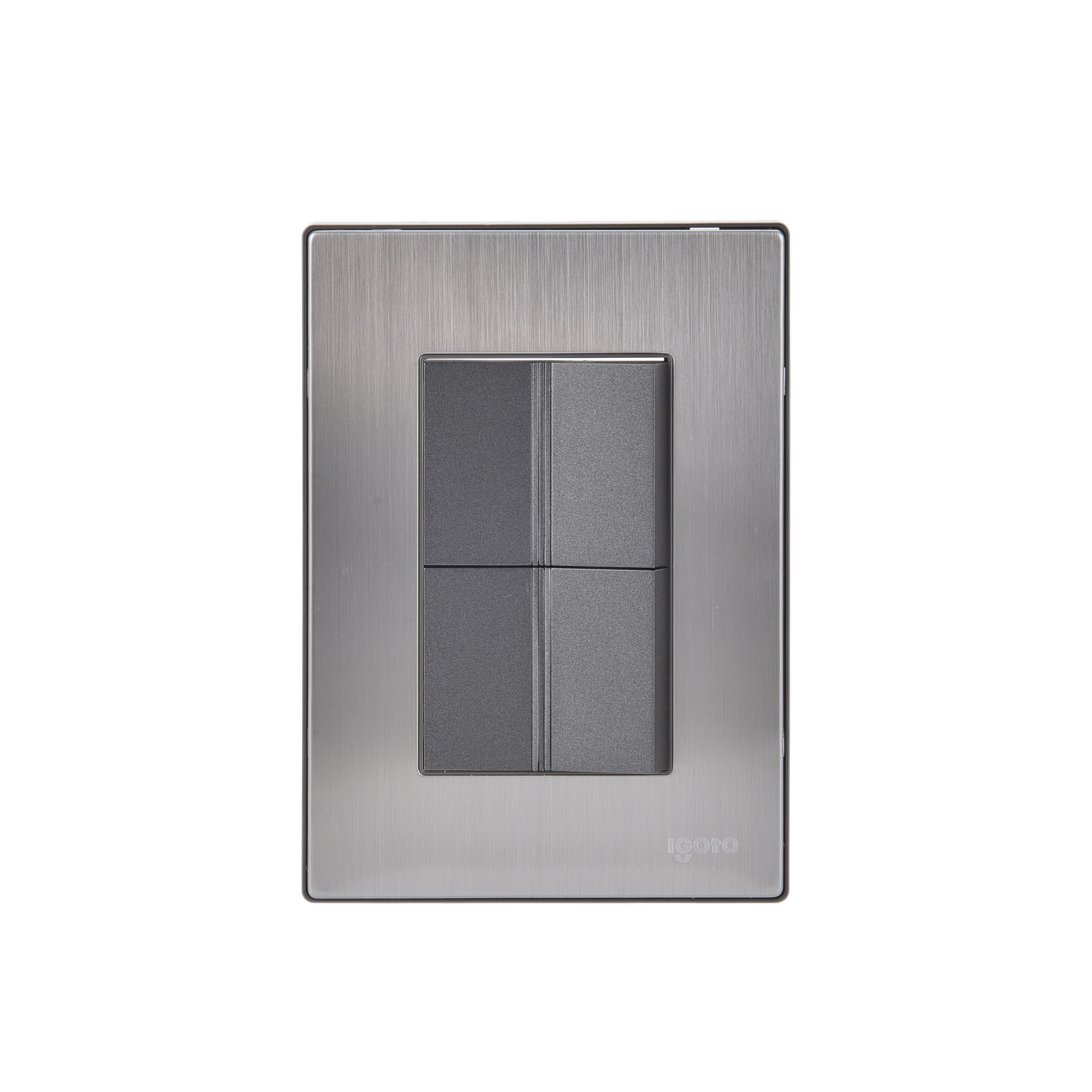 228810 IGOTO - Placa 3 ventanas con 2 apagadores sencillos negro Inox-1.5 Igoto