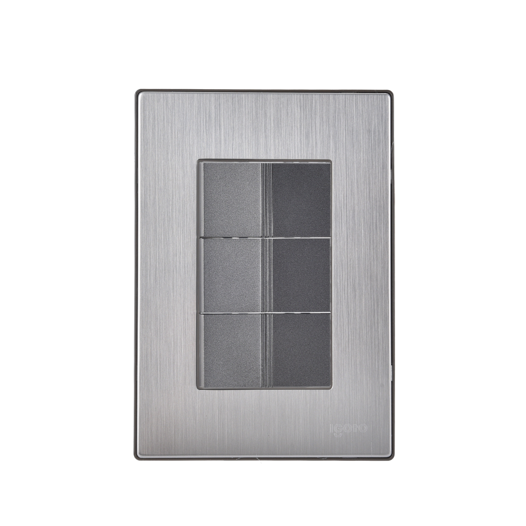 228813 IGOTO - Placa 3 ventanas con 3 apagadores sencillos negro Inox Igoto