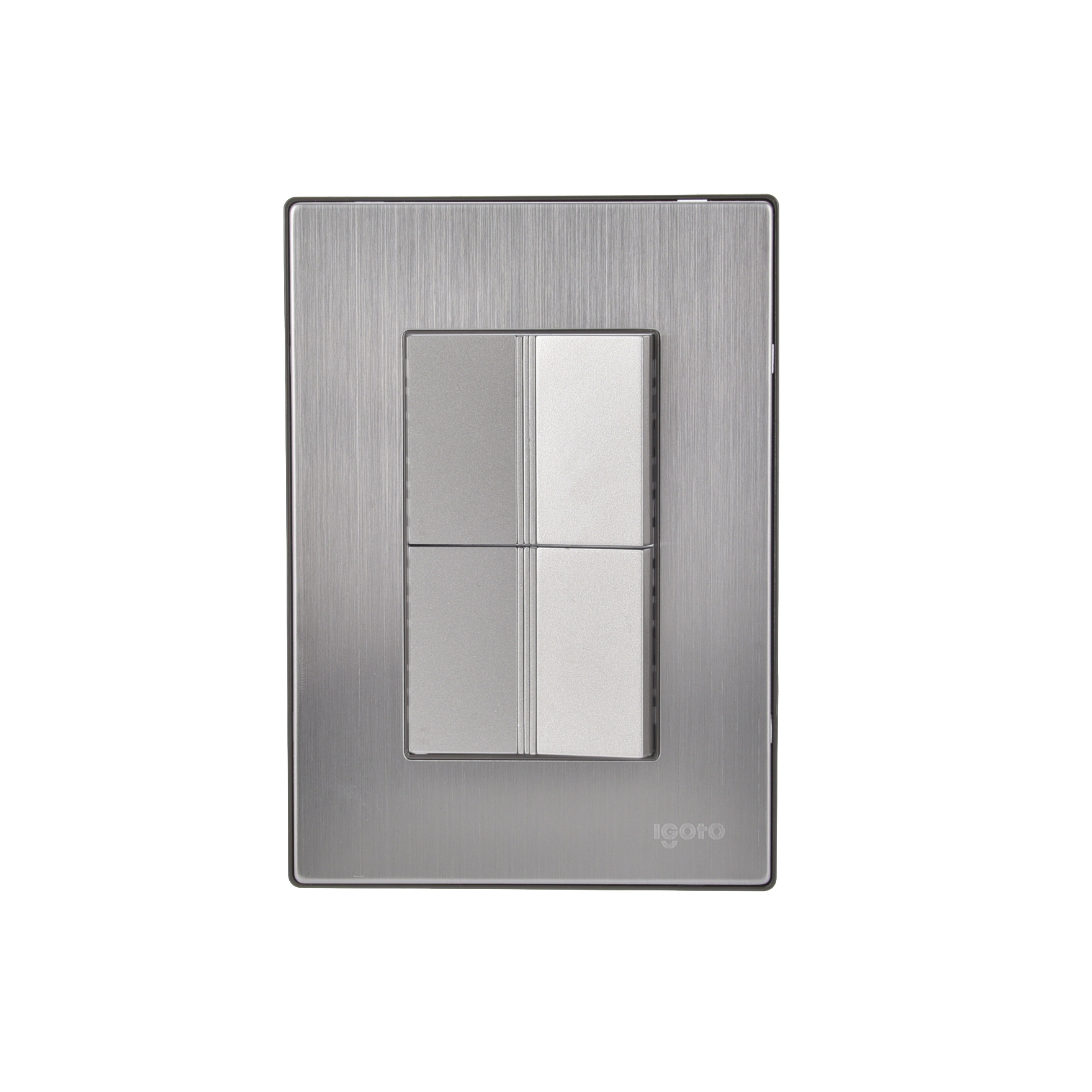 228823 IGOTO - Placa 3 ventanas con 2 apagadores sencillos plata Inox-1.5 Igoto