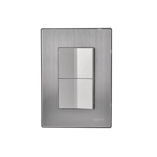 228823 IGOTO - Placa 3 ventanas con 2 apagadores sencillos plata Inox-1.5 Igoto