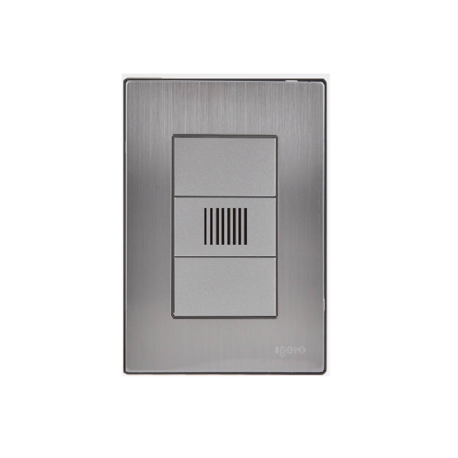 238504 IGOTO - Placa 3 ventanas con zumbador plata Inox-3 Igoto