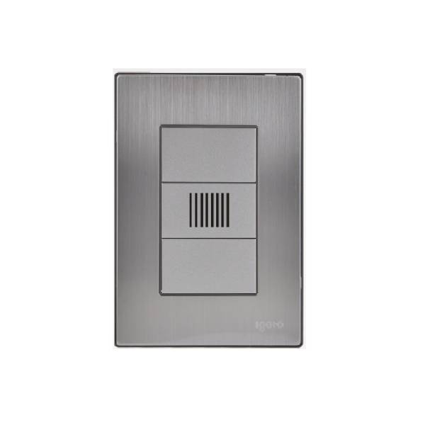 238504 IGOTO - Placa 3 ventanas con zumbador plata Inox-3 Igoto