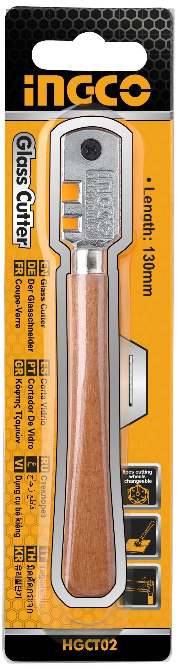 280946 INGCO - Corta vidrio mango de madera 6 cuchillas HGCT02 Ingco
