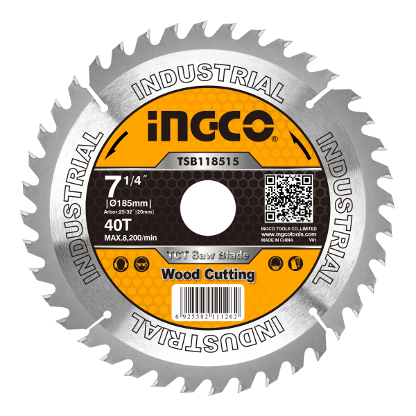 281095 INGCO - Sierra para madera con 40 dientes de carburo 7-1/4 TSB118515 Ingco