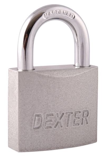 281736 DEXTER - Candado metalico 50mm llave tradicional gancho corto pulido en blister Dexter