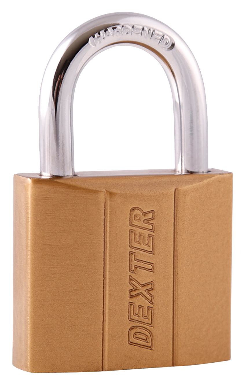 281744 DEXTER - Candado metalico 30mm llave tradicional gancho corto laton en blister Dexter