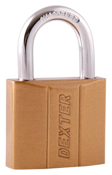281744 DEXTER - Candado metalico 30mm llave tradicional gancho corto laton en blister Dexter