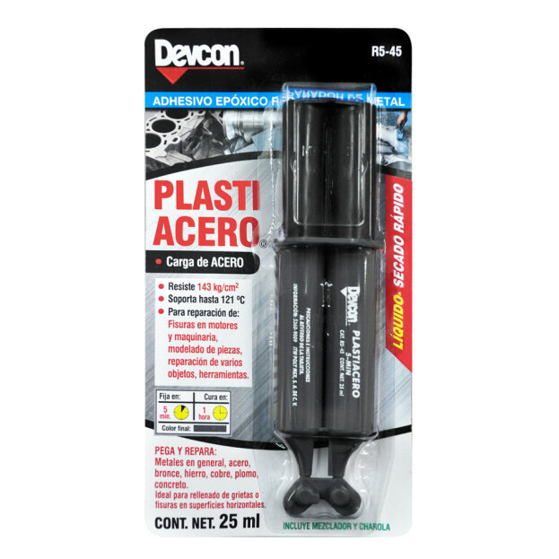 Plastiacero 5 min gris 25 ml jeringa Devcon
