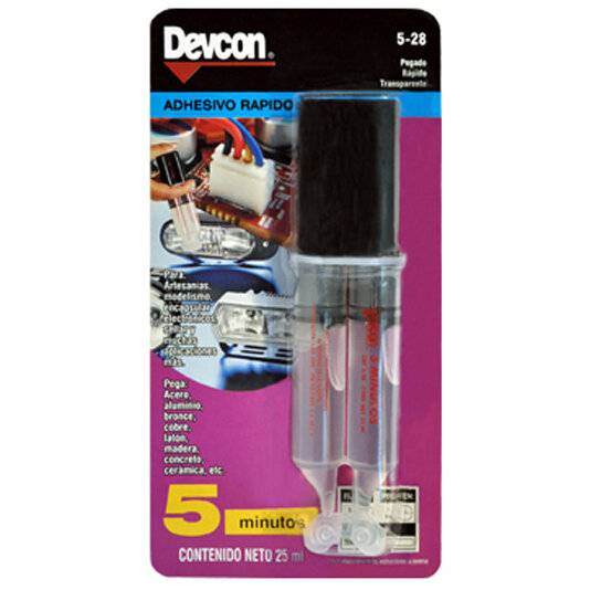 189957 DEVCON - Plastiacero 5 min transparente 25 ml jeringa Devcon