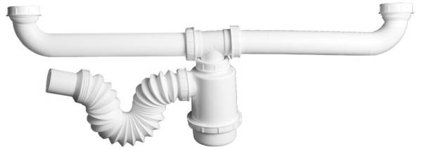 190918 FLEXIMATIC - Salida central para fregadero con trampa y extension flexible PVC 2347 Fleximatic