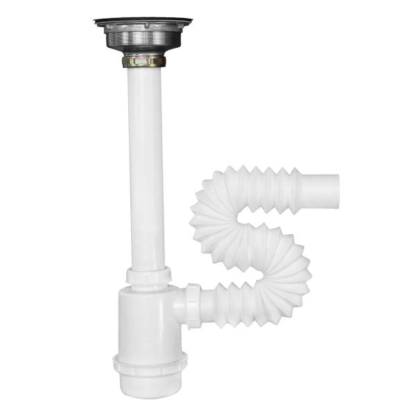 191028 FLEXIMATIC - Trampa para fregadero flexible PVC bote gde con ctra canasta a/in Fleximatic