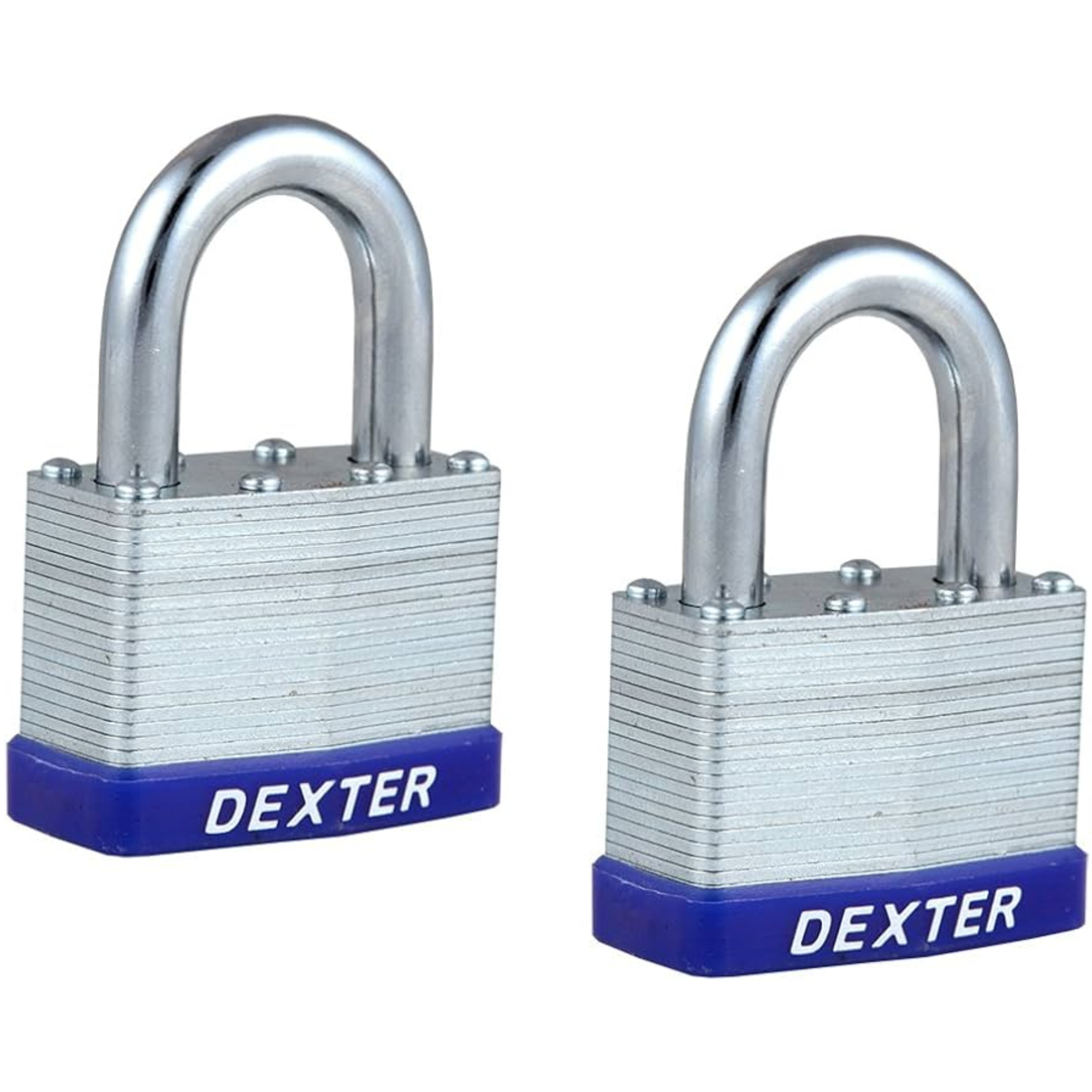 191959 DEXTER - Candado laminado 40mm llave tradicional gancho corto con 2pz en blister Dexter