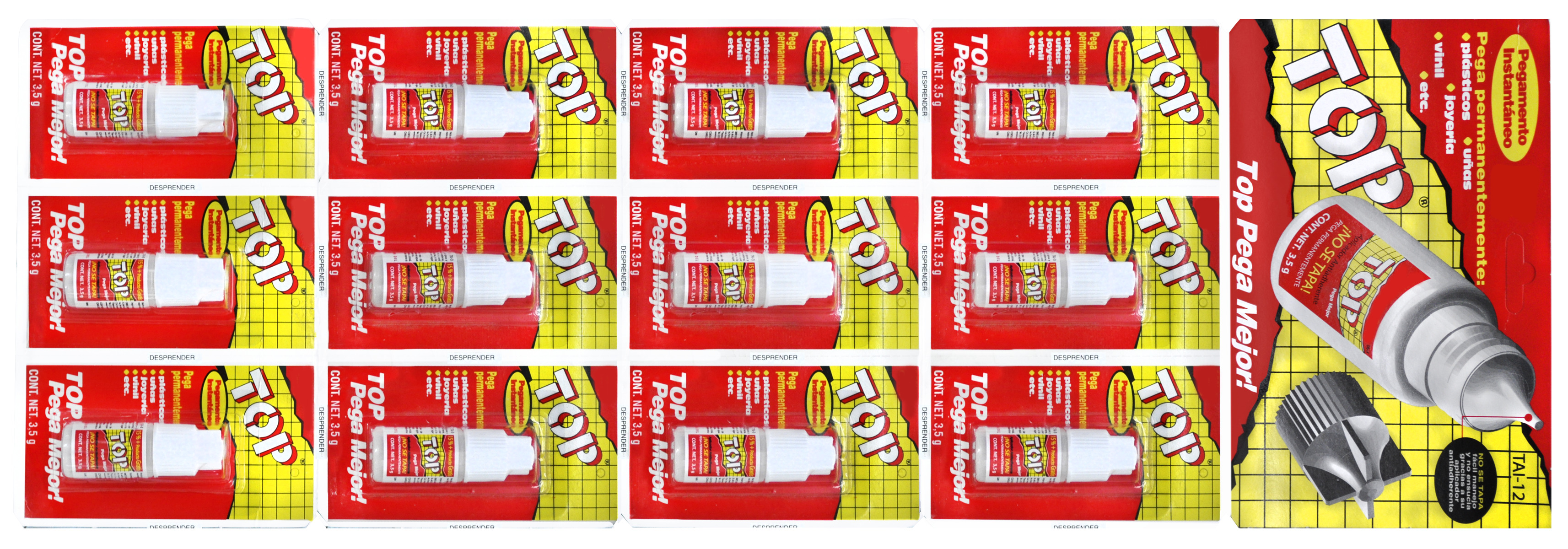 192610 TOP - Pegamento instantaneo 03.5gr gotero con 12pz Top TAI-3 Devcon