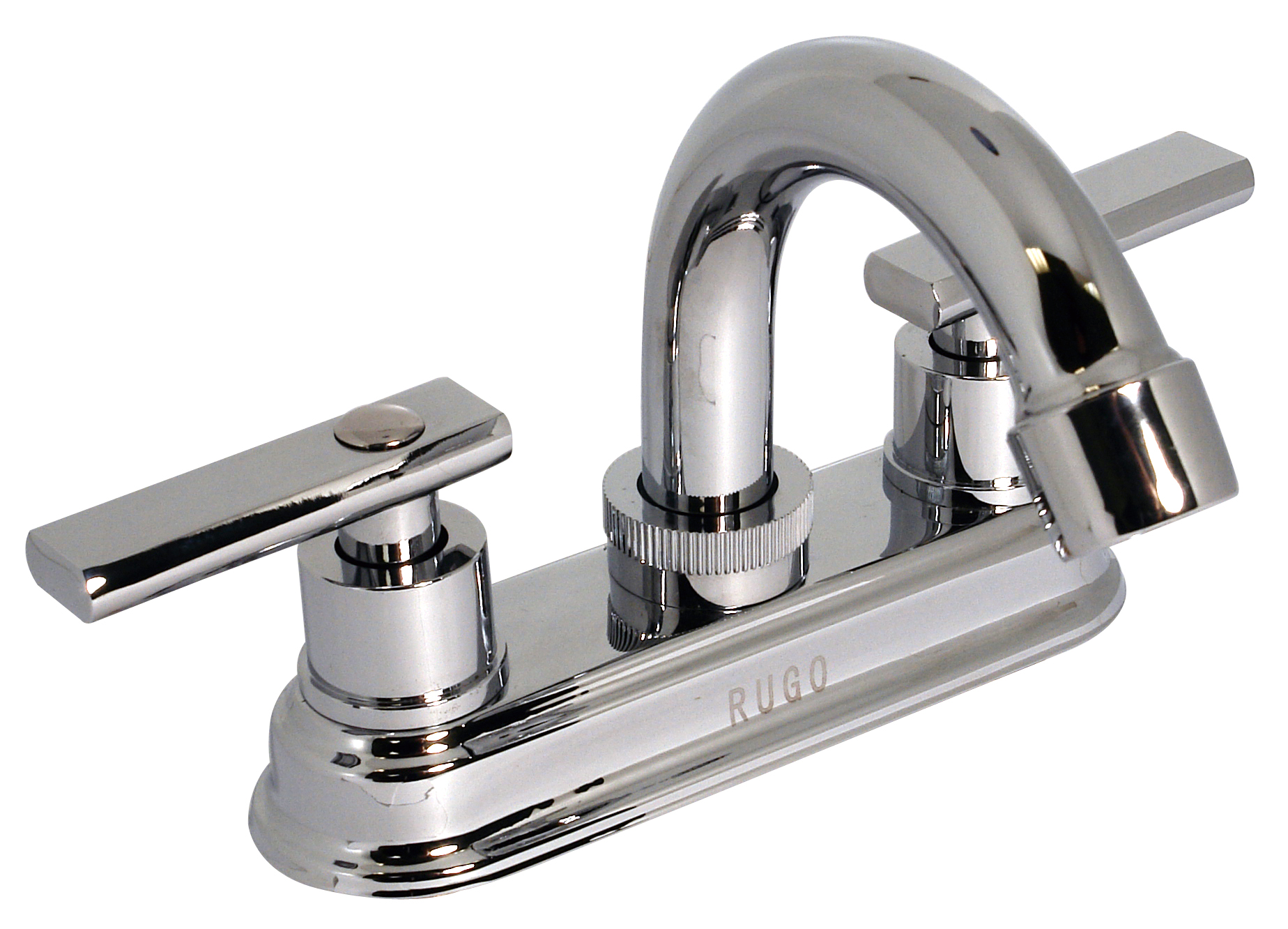 193198 RUGO - Mezcladora lavabo de bronce tipo curvo maneral palanca 1/4 de vuelta cromada 24TD Rugo
