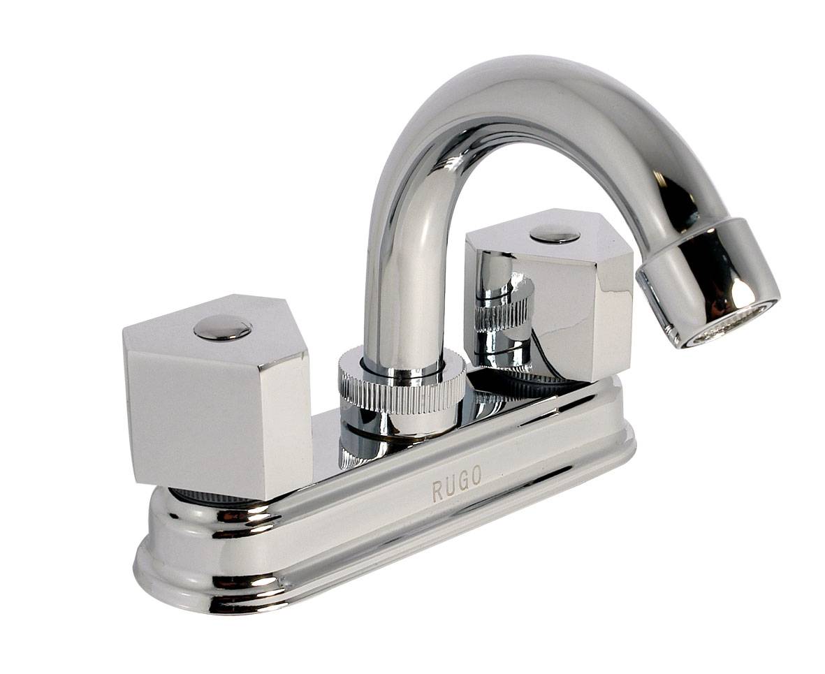 193206 RUGO - Mezcladora lavabo de bronce tipo curvo maneral standard 1/4 de vuelta cromada 24TR Rugo