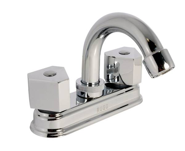 193206 RUGO - Mezcladora lavabo de bronce tipo curvo maneral standard 1/4 de vuelta cromada 24TR Rugo