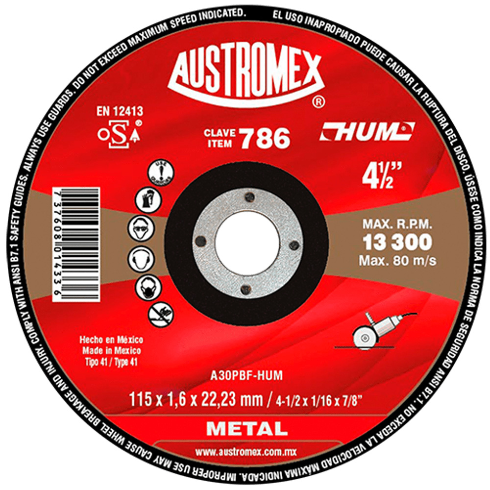 193283 AUSTROMEX - Disco corte metal 4-1/2