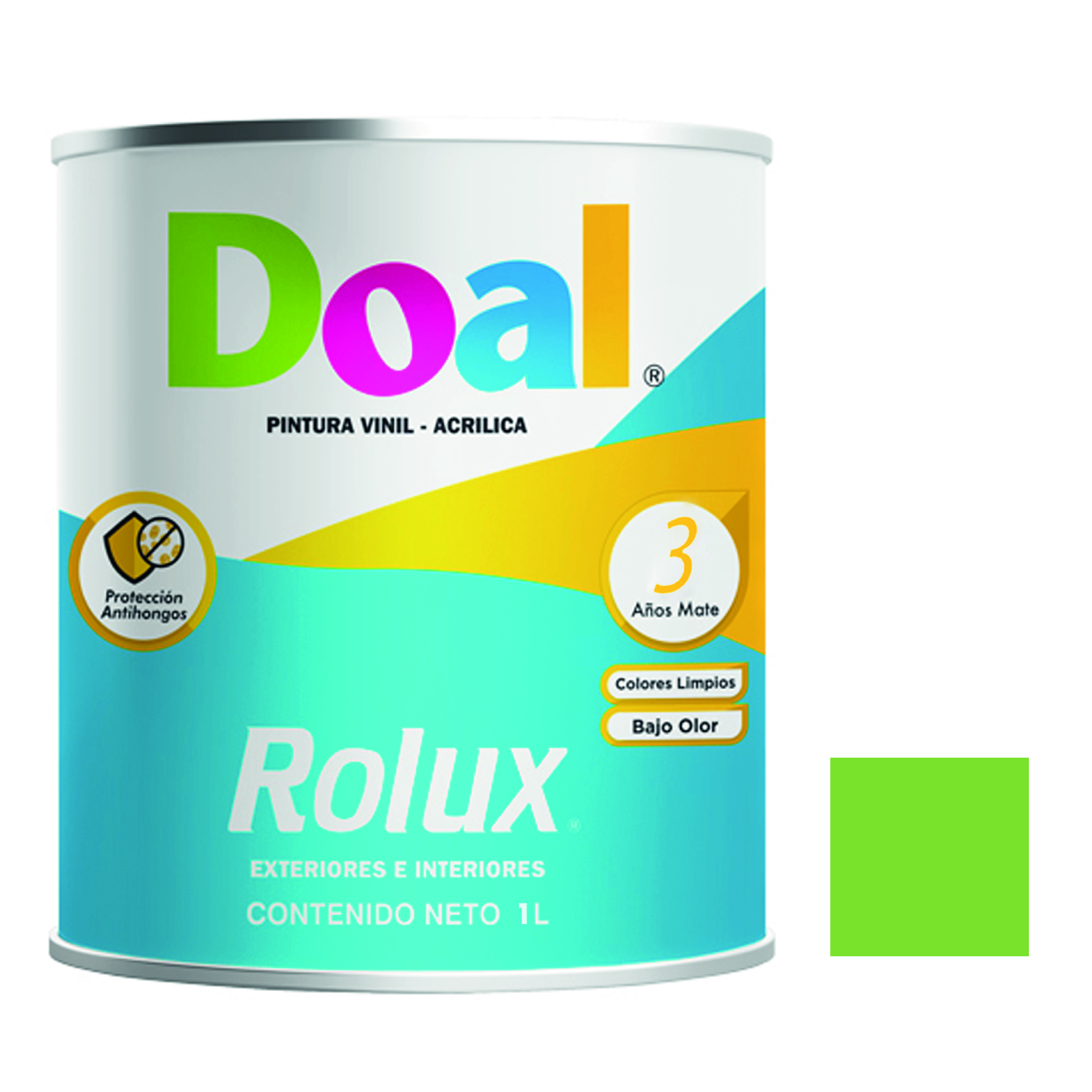 195616 DOAL - Pintura vinil rolux verde manzana 1.0 lt Doal
