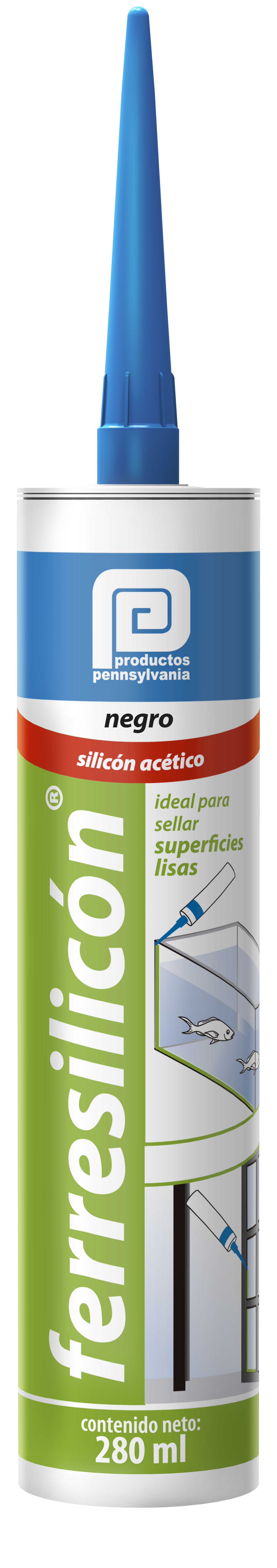 197641 PENSILVANIA - Silicon multiusos cartucho 280ml negro Ferresilicon Pennsylvania