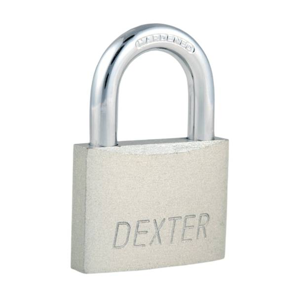 198159 DEXTER - Candado metalico 38mm llave tradicional gancho corto pulido en caja Dexter