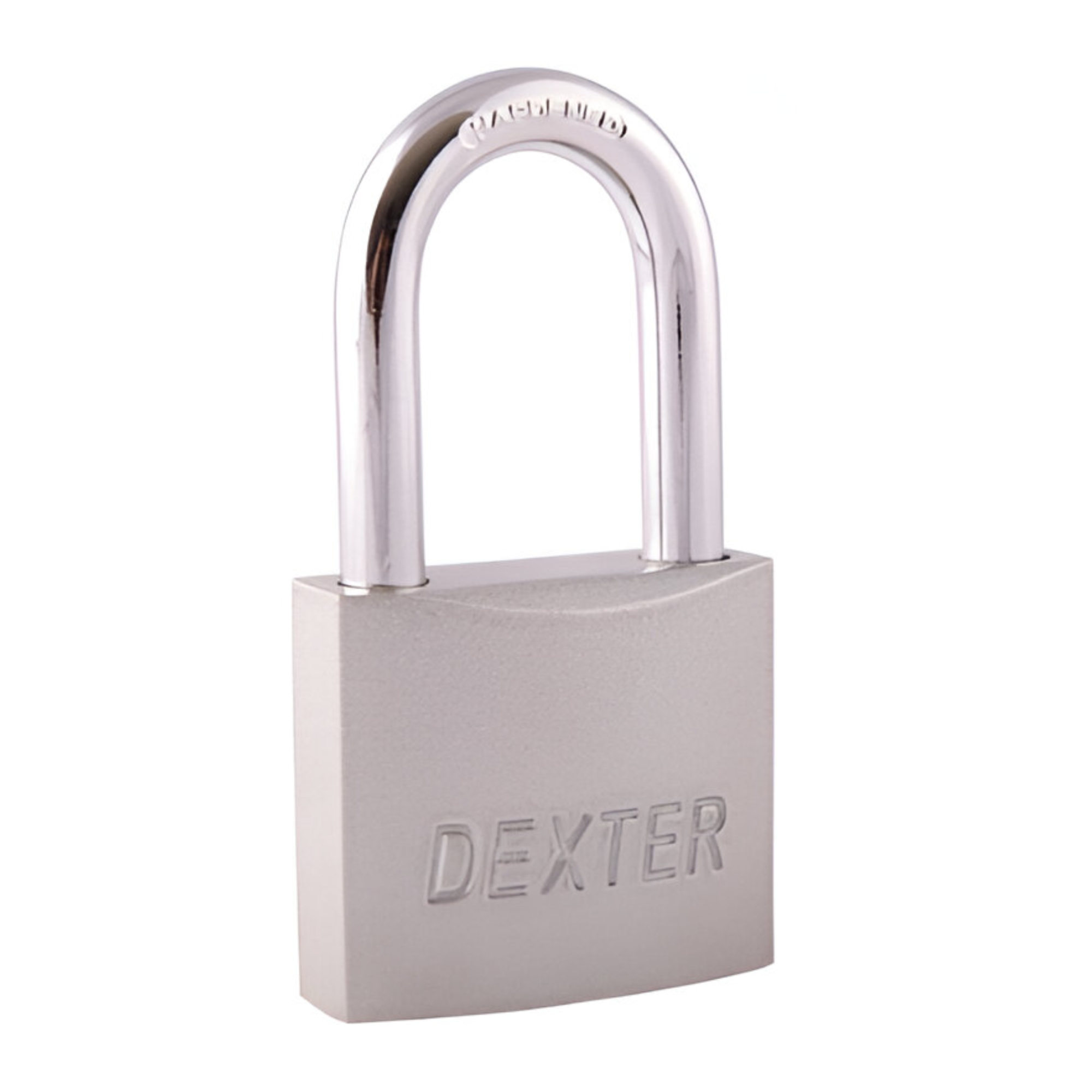 198160 DEXTER - Candado metalico 38mm llave tradicional gancho largo pulido en caja Dexter