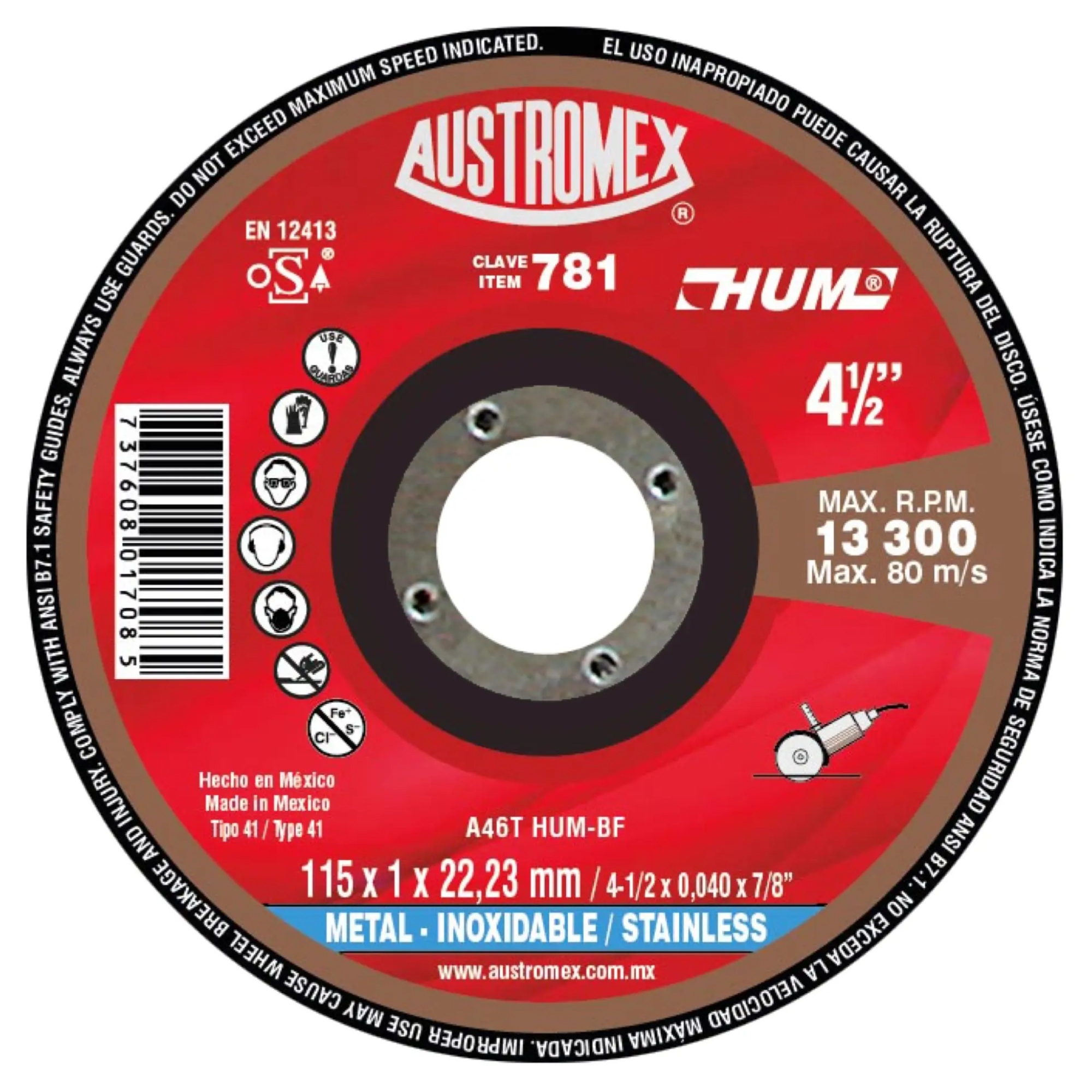 198522 AUSTROMEX - Disco corte metal 4-1/2