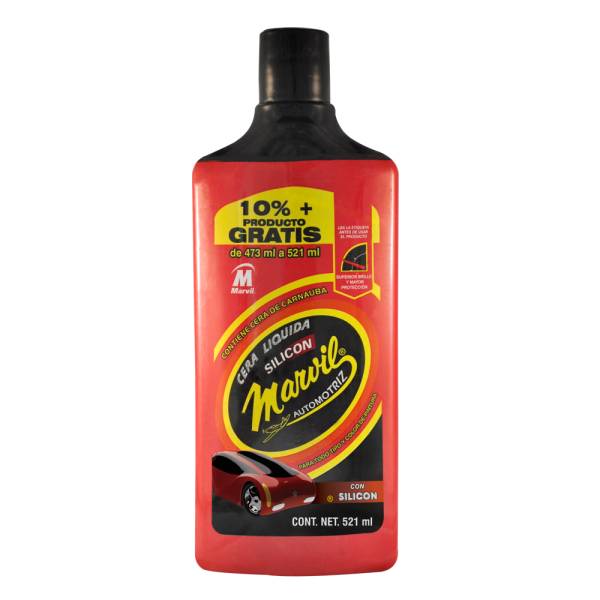 198779 MARVIL - Cera automotriz liquida con silicon 473ml envase rojo Marvil