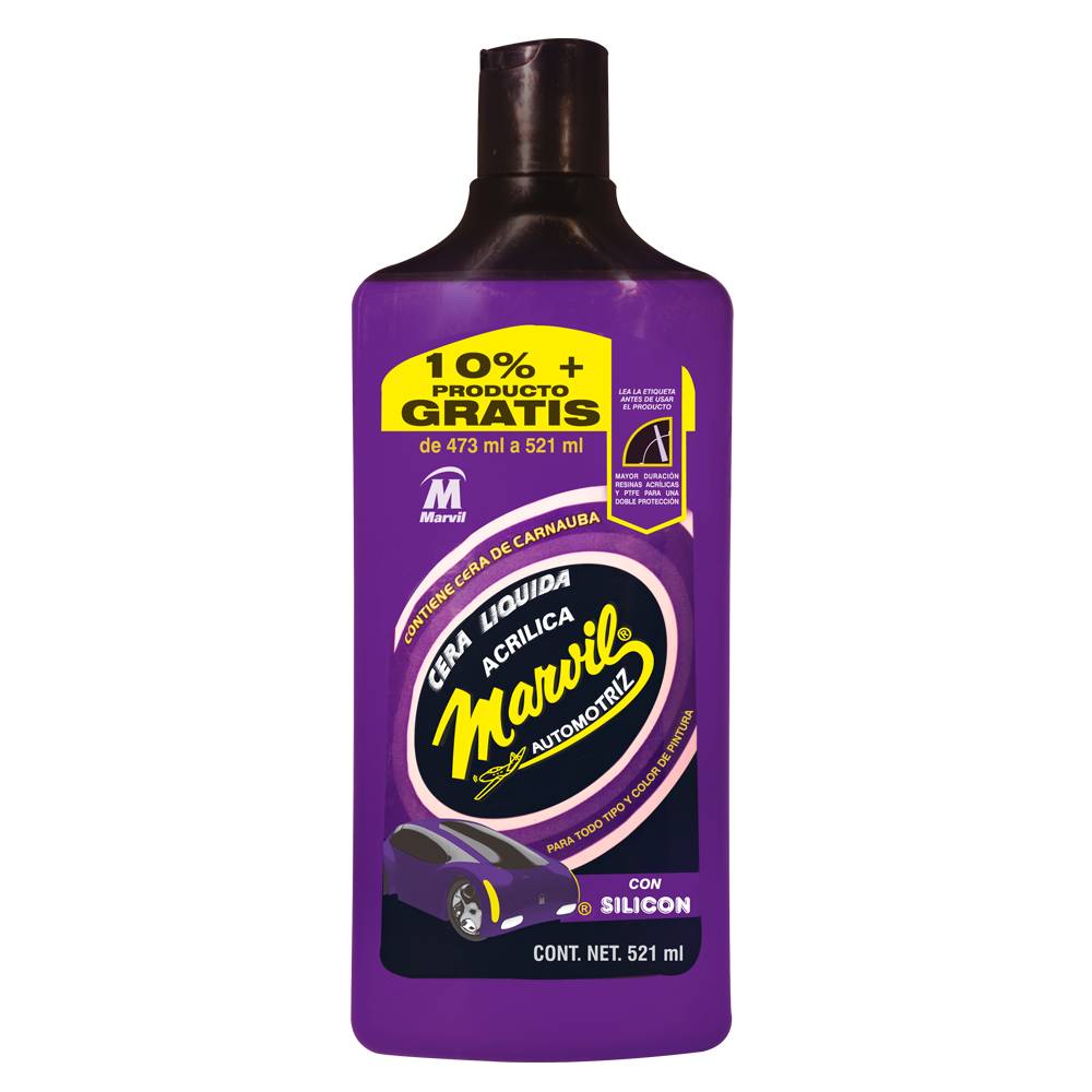198781 MARVIL - Cera automotriz liquida acrilica 473ml envase morado Marvil