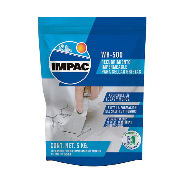 199018 IMPAC - Impermeabilizante cementar para grietas gris 5kg WR500 Impac