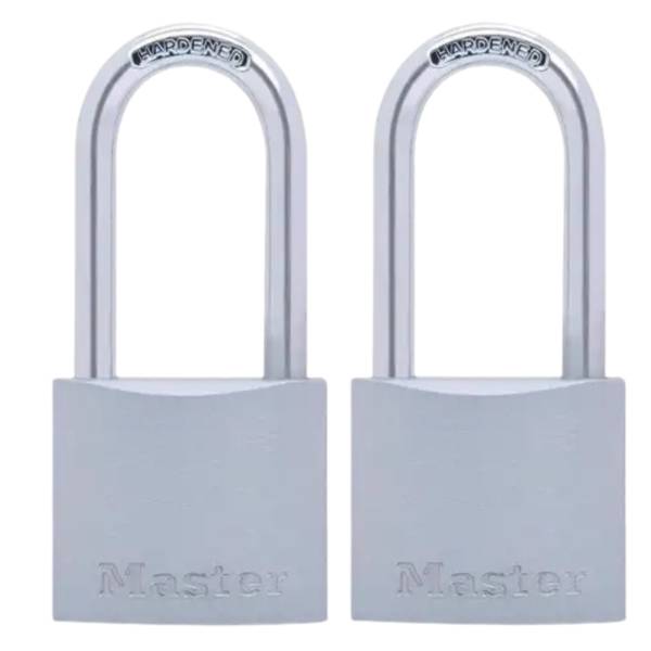 199052 MASTER LOCK - Candado metalico 38mm llave tradicional gancho largo con 2pz Master Lock